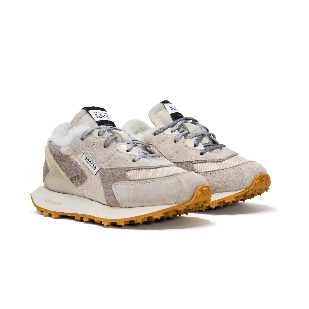 RUN OF Finch SH sneakers in pelle scamosciata shearling e nylon web ufficiale Nuova