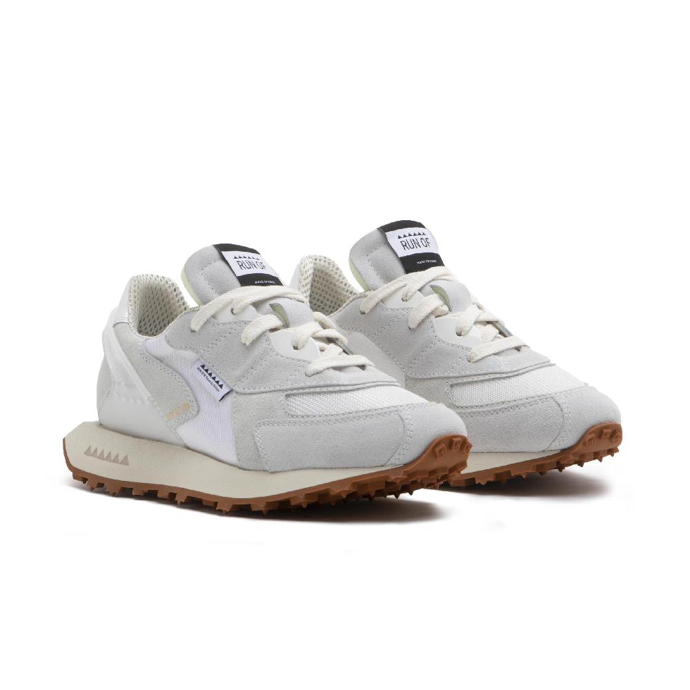 RUN OF Purity sneaker bianche in pelle scamosciata nylon e mesh Moda