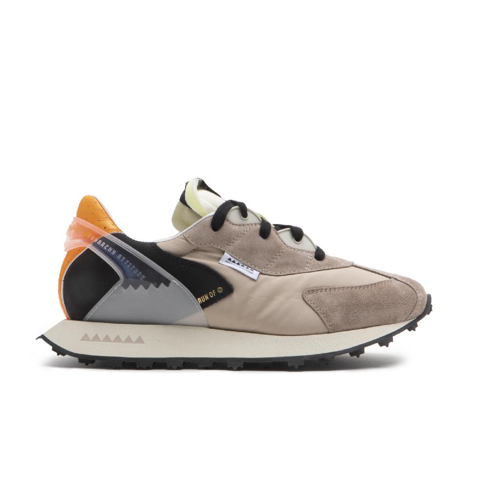 RUN OF Iberica sneakers in pelle scamosciata e nylon con talloncino arancione Italia