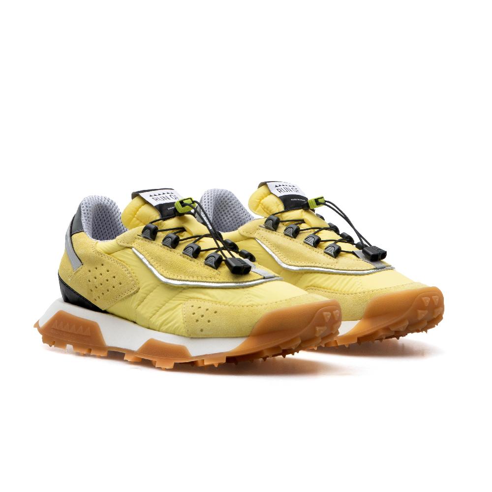 RUN OF Hill sneakers in pelle scamosciata e nylon giallo con sistema di allacciatura rapida Promozione