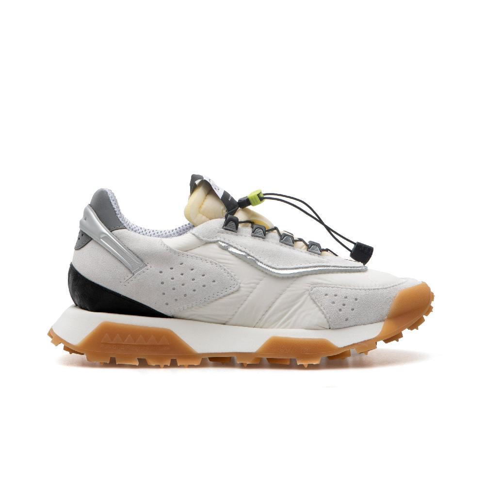 RUN OF Path sneakers in pelle scamosciata bianca e nylon con sistema di chiusura rapida Spedizione Gratuita