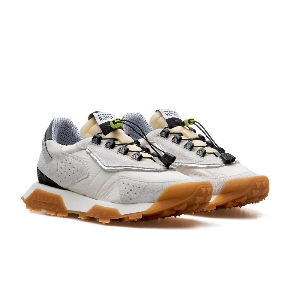 RUN OF Path sneakers in pelle scamosciata bianca e nylon con sistema di chiusura rapida Spedizione Gratuita