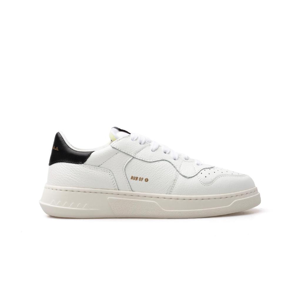 RUN OF Classic BK sneakers in pelle bianca con talloncino in pelle nera Ritorno libero