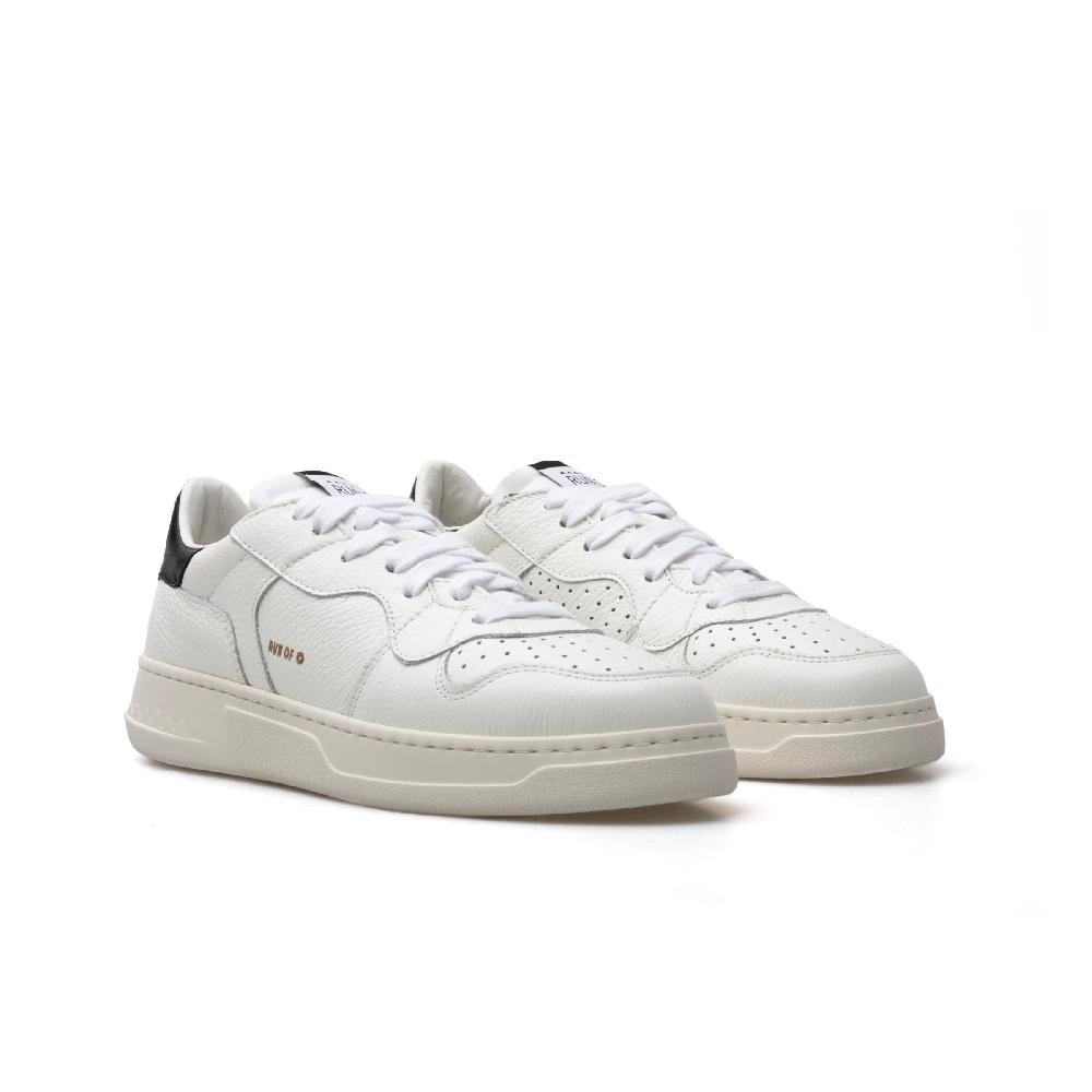 RUN OF Classic BK sneakers in pelle bianca con talloncino in pelle nera Ritorno libero