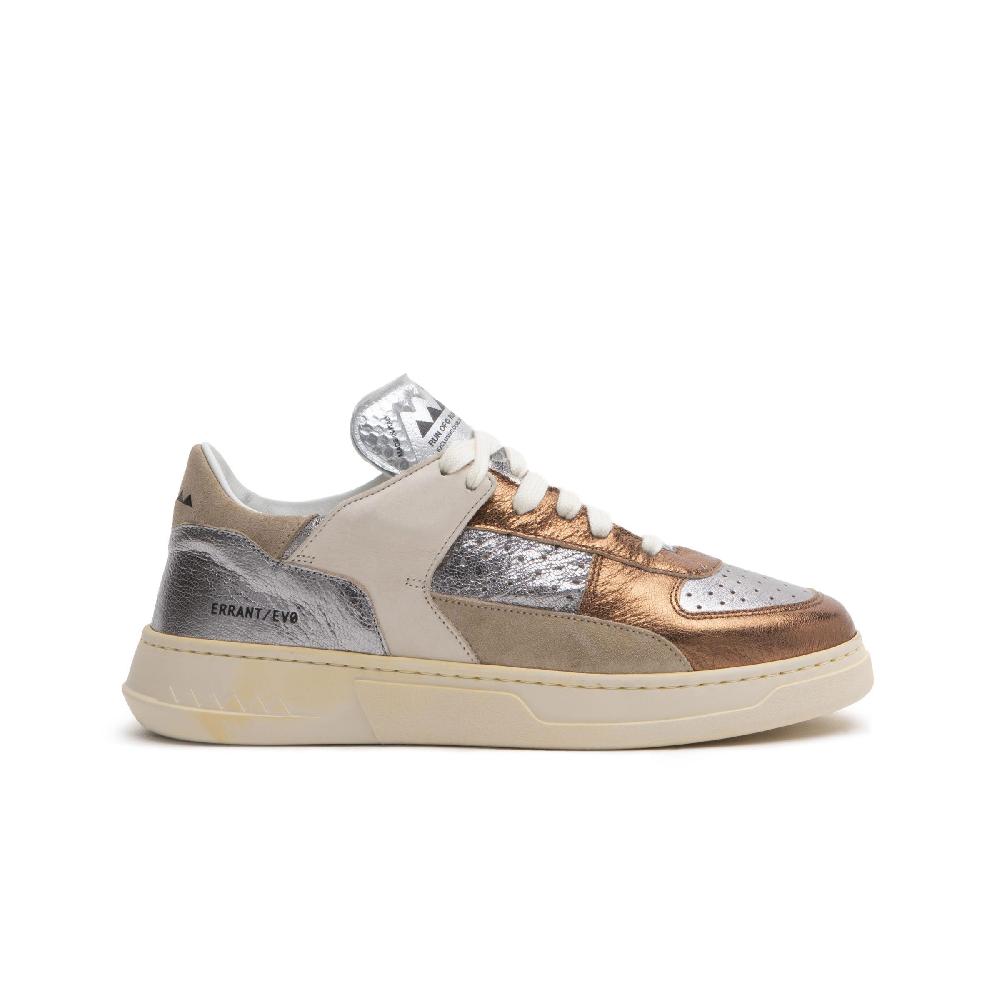 RUN OF Bronze sneakers in pelle colorata metallizzata e pelle scamosciata Negozi Online