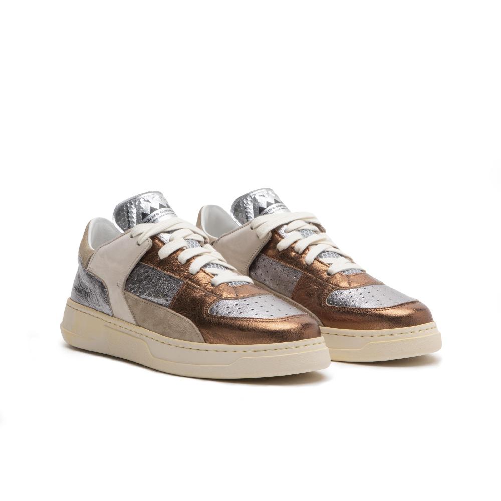 RUN OF Bronze sneakers in pelle colorata metallizzata e pelle scamosciata Negozi Online