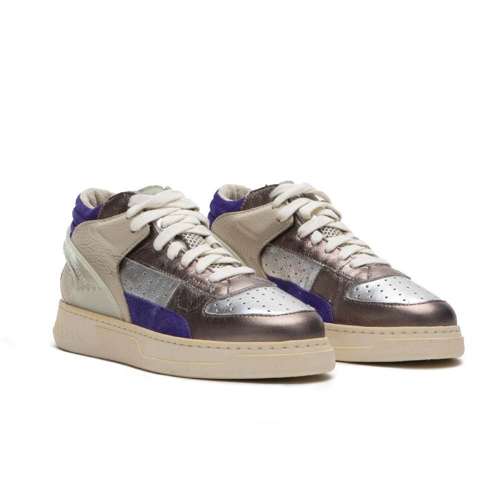 RUN OF Metal Punk sneakers mid in pelle di colori metallizzati Shopping Online