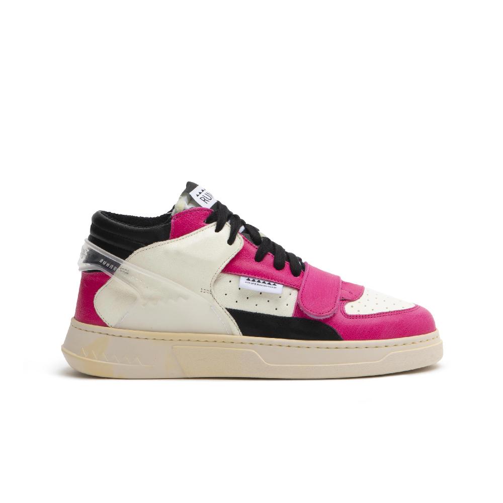 RUN OF Violet sneakers in pelle fuxia bianca e nera Prezzo Ridotto