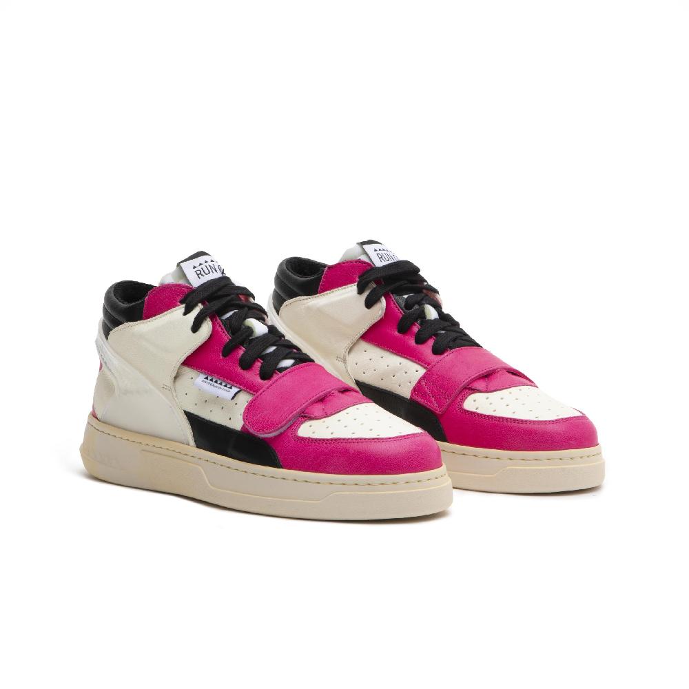 RUN OF Violet sneakers in pelle fuxia bianca e nera Prezzo Ridotto