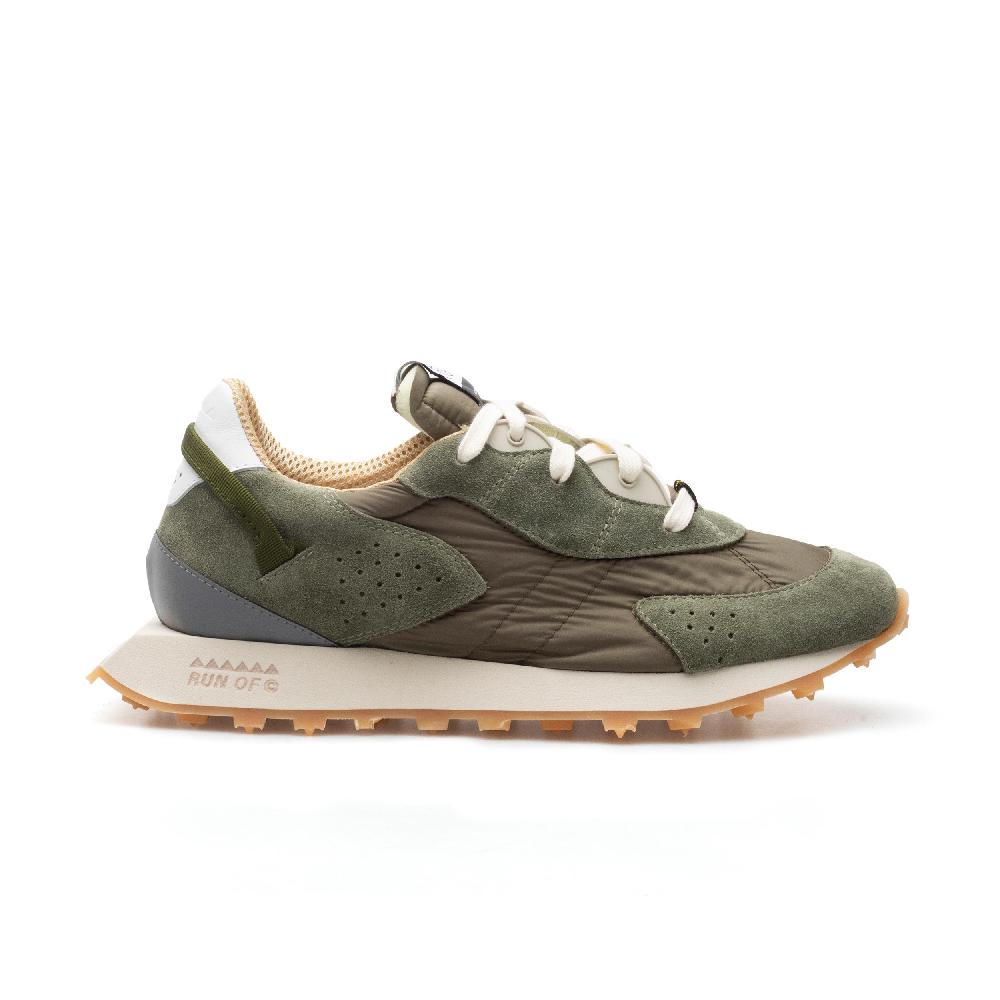 RUN OF Bosco sneakers in pelle scamosciata e nylon verde militare Sottocosto