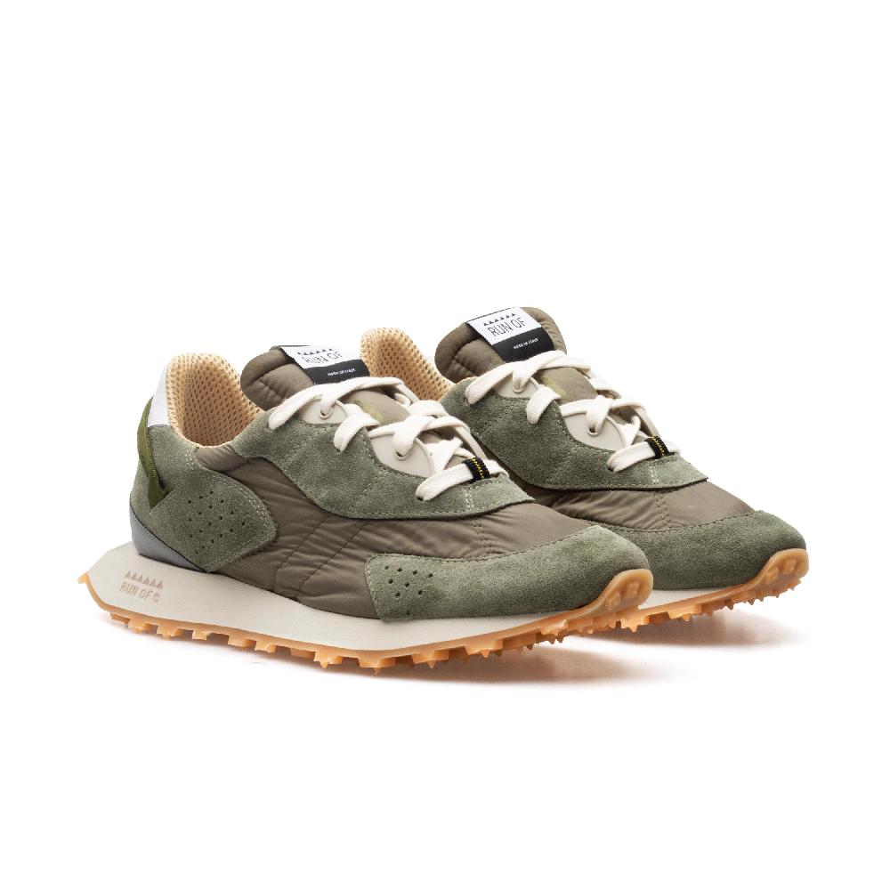 RUN OF Bosco sneakers in pelle scamosciata e nylon verde militare Sottocosto