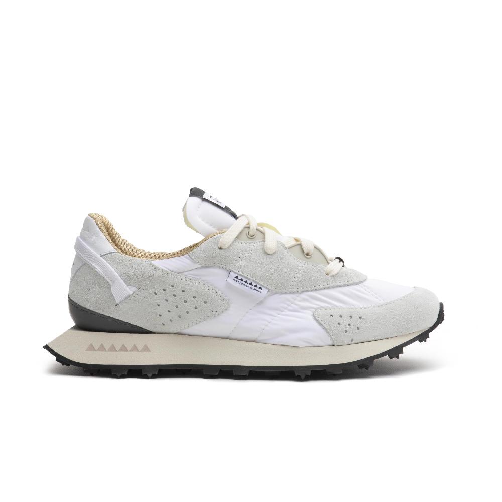 RUN OF Neon sneakers in pelle scamosciata grigia e nylon bianco Convenienza
