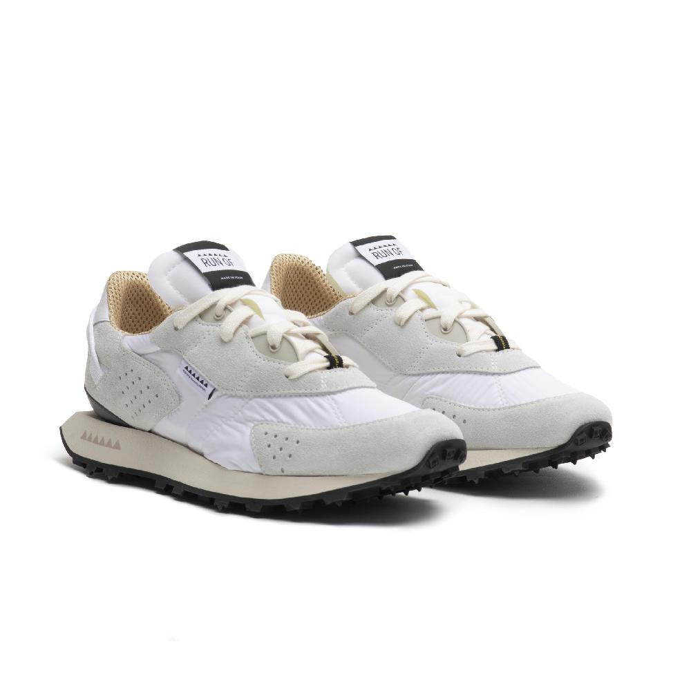 RUN OF Neon sneakers in pelle scamosciata grigia e nylon bianco Convenienza