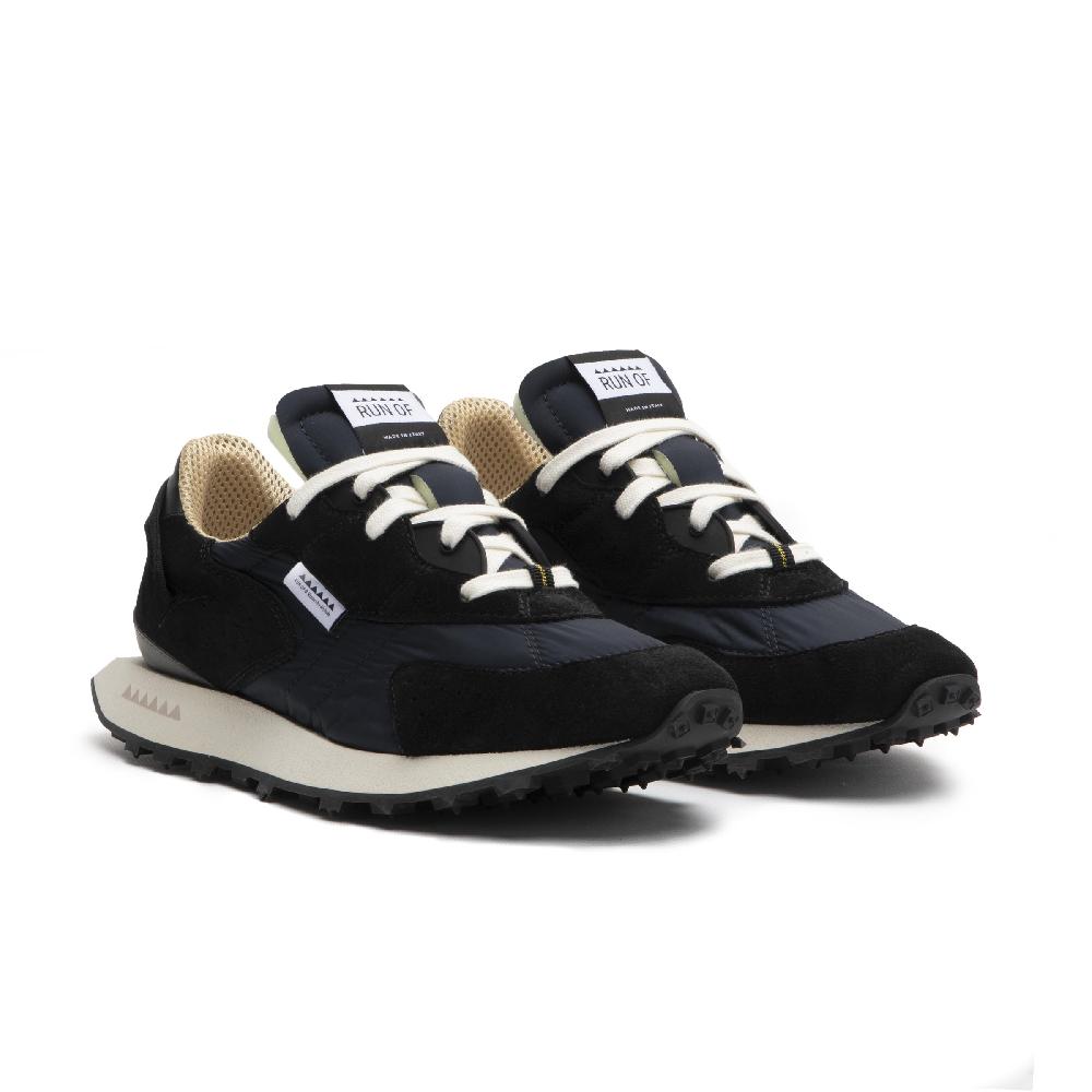 RUN OF Kripto sneakers in pelle scamosciata nera e nylon nero Presa