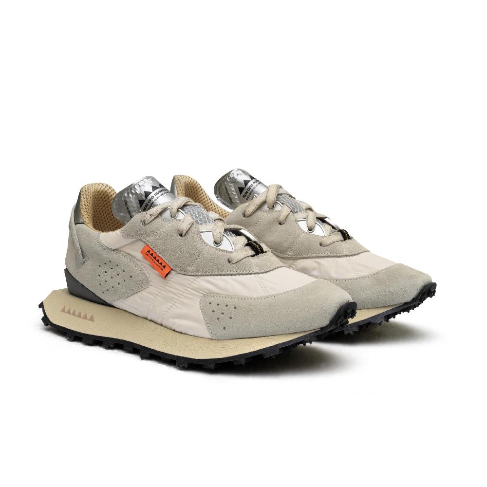 RUN OF Vaporix sneakers in pelle scamosciata stone e nylon con effetto vintage UV Sconto