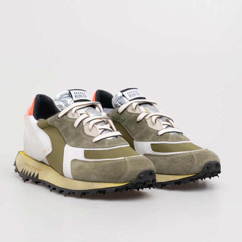 RUN OF Helmut sneakers in pelle e nylon con suola gialla Limitato a 3 giorni