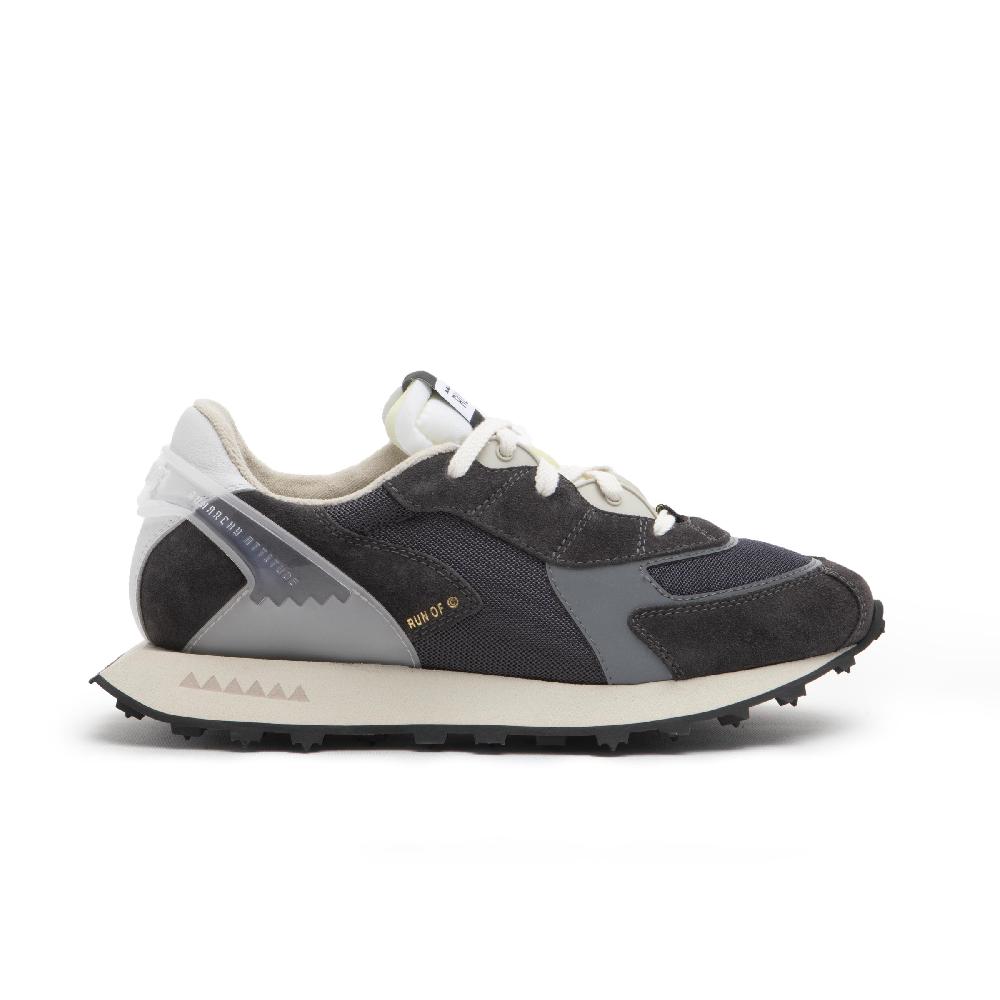 RUN OF sneakers Grau in pelle e rete con talloncino in pelle Black Friday Prezzi