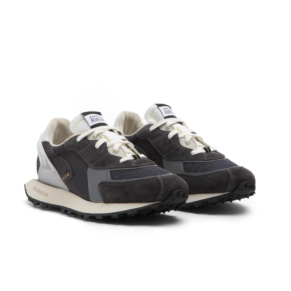 RUN OF sneakers Grau in pelle e rete con talloncino in pelle Black Friday Prezzi