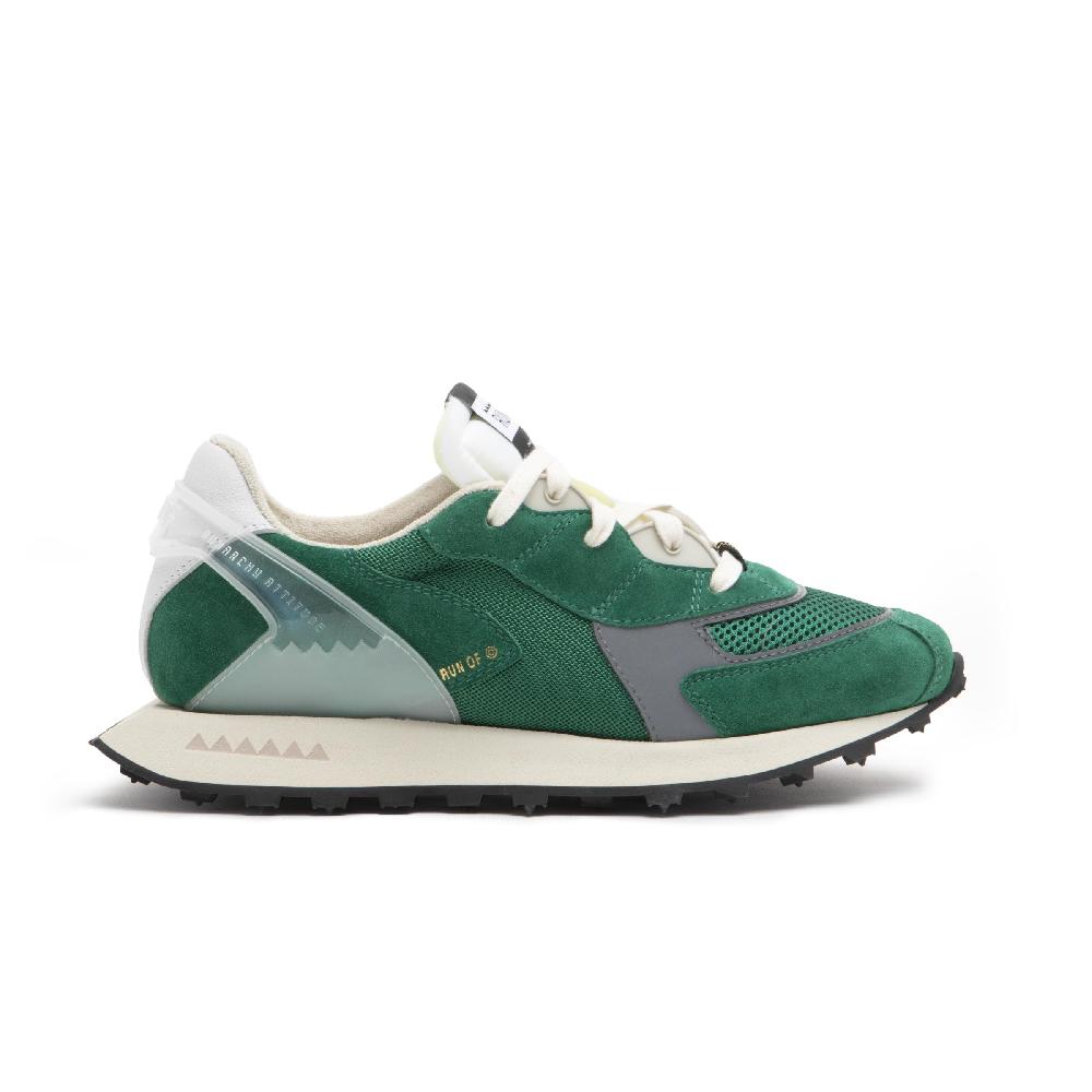 RUN OF sneakers Grun in pelle e rete con talloncino in pelle Vendita Economica
