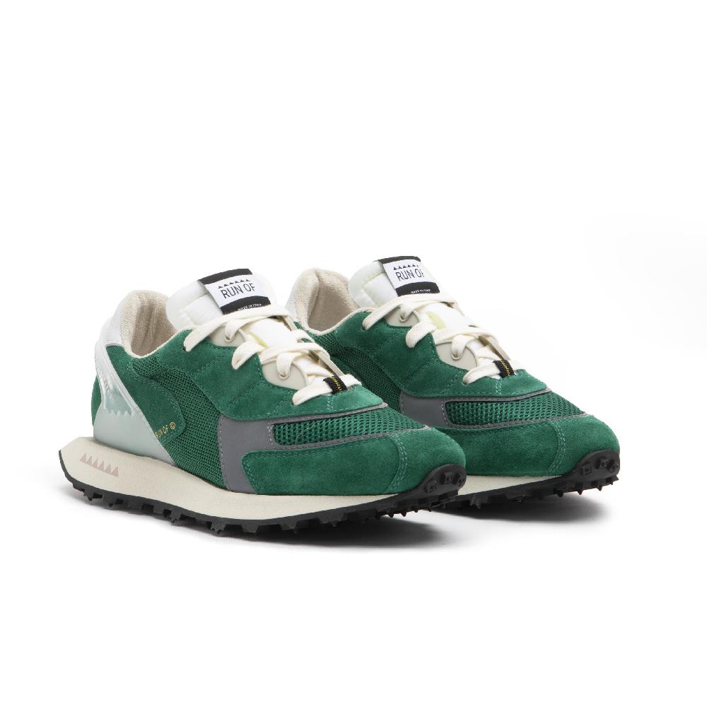 RUN OF sneakers Grun in pelle e rete con talloncino in pelle Vendita Economica