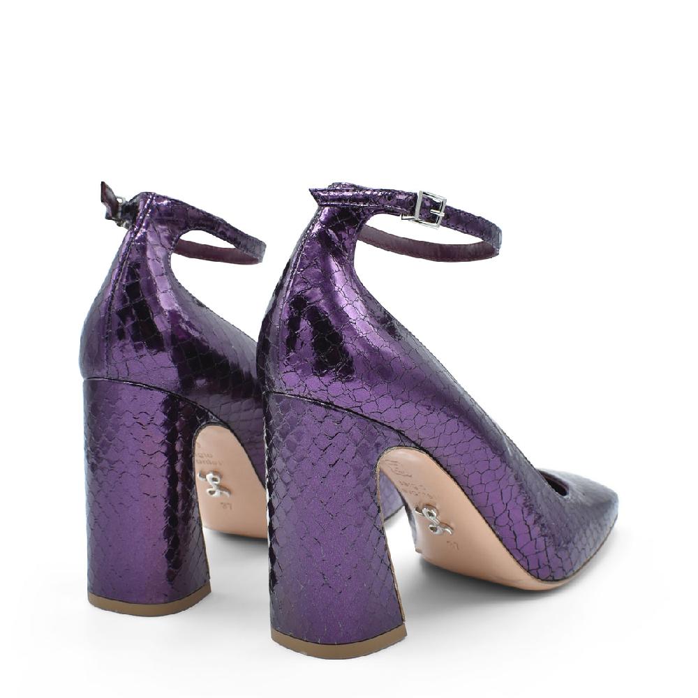 Sergio Levantesi Vergy Violet. Décolleté in pelle effetto rettile con cinturino Online
