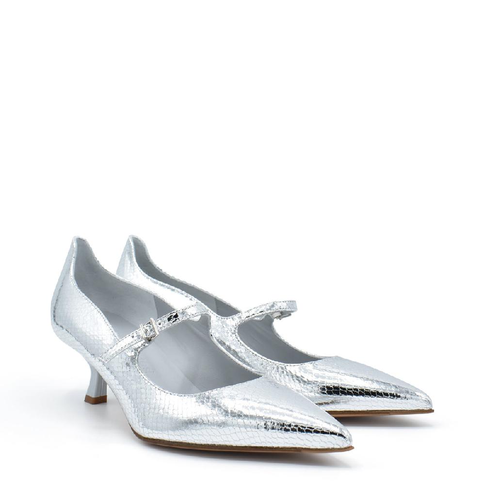 Sergio Levantesi Carlott4 Silver - Décolleté mary jane in pelle effetto rettile Promozione temporanea