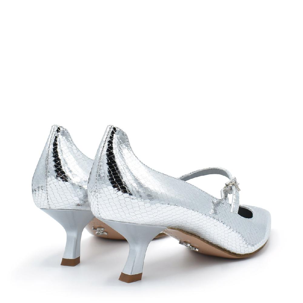 Sergio Levantesi Carlott4 Silver - Décolleté mary jane in pelle effetto rettile Promozione temporanea