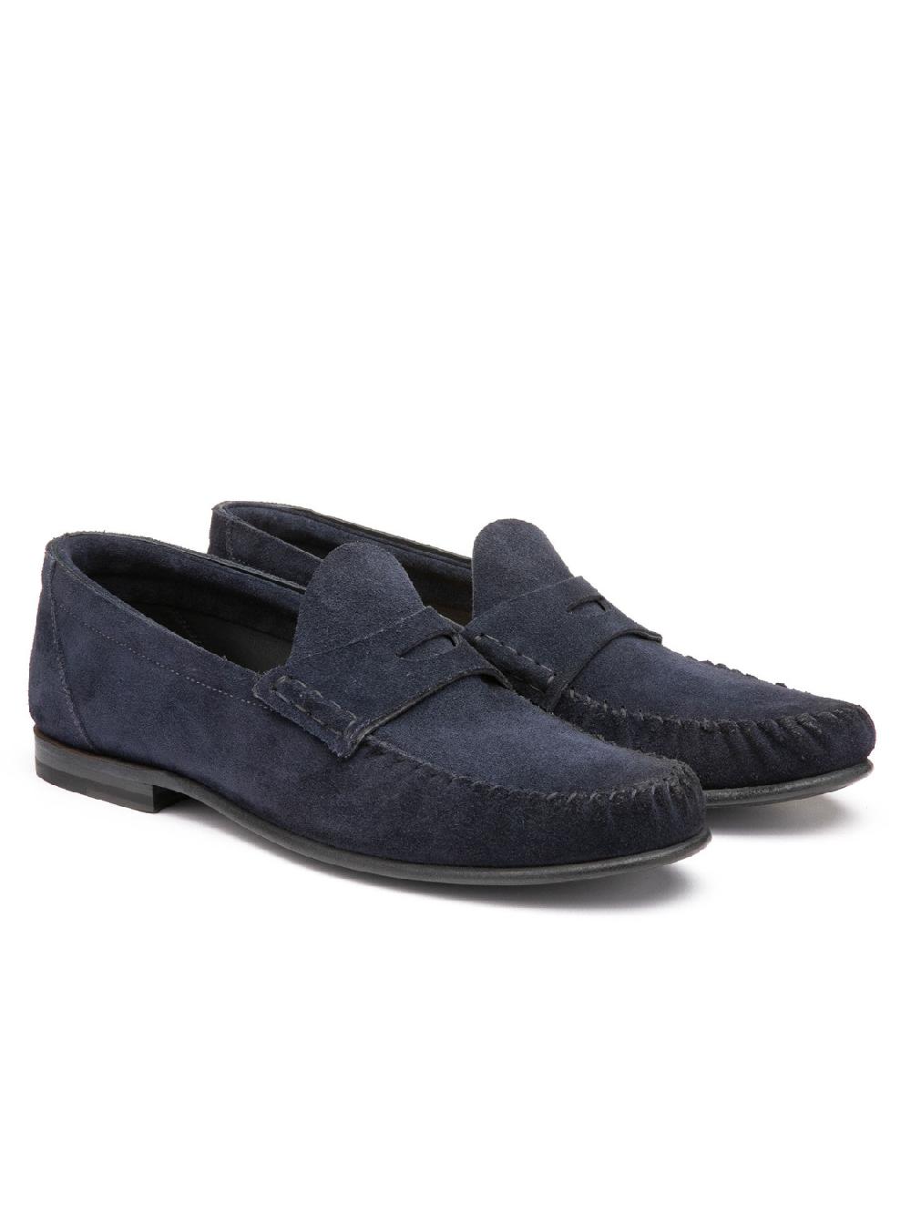 Silvano Sassetti Mocassini Penny in suede navy Acquista Ora