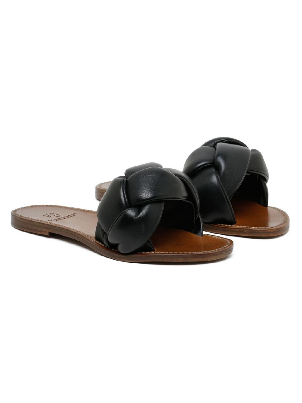 Silvano Sassetti Sandali in pelle intrecciata nera Vendita Calda