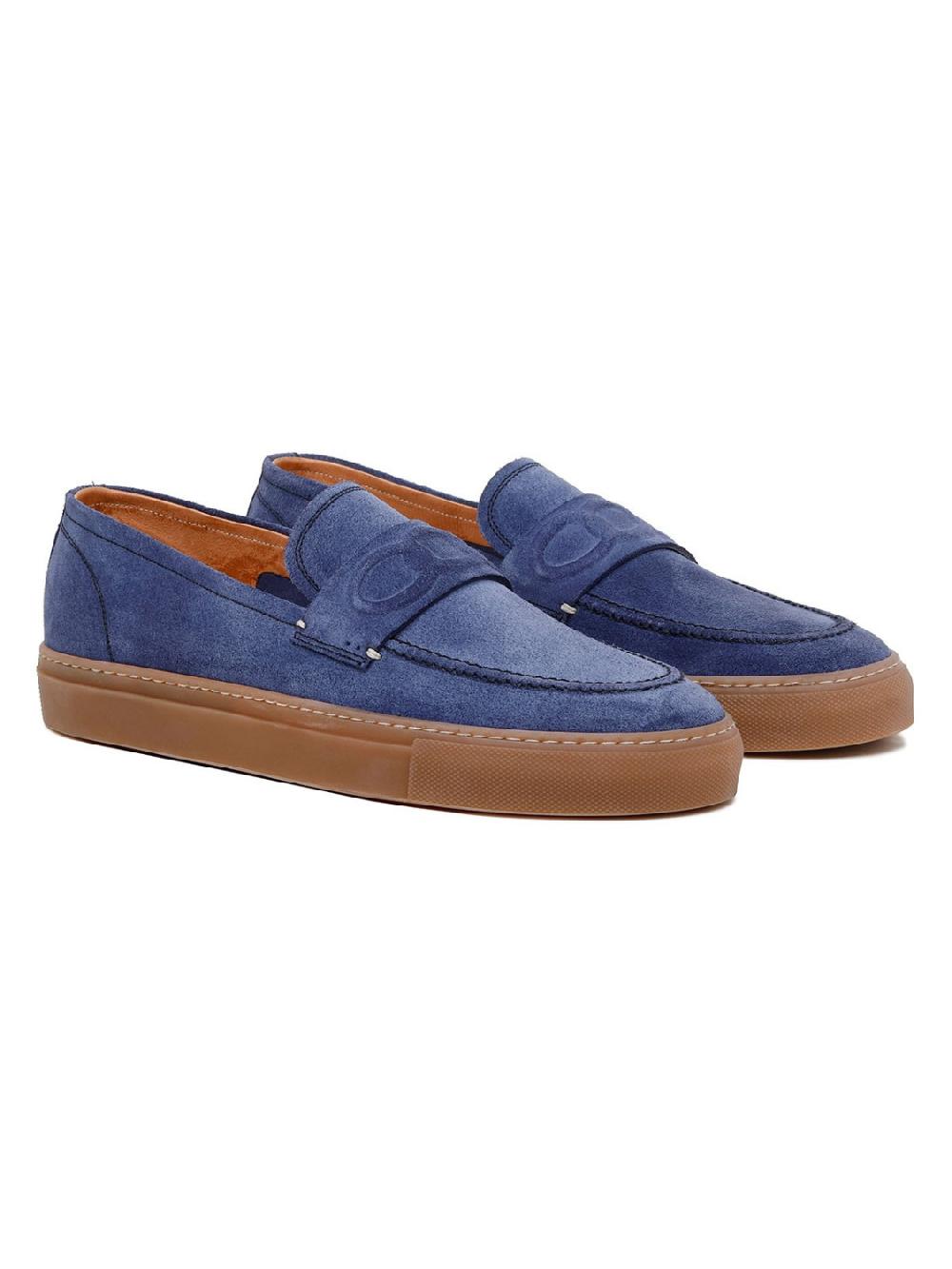 Silvano Sassetti Mocassini St. Tropez in camoscio blu Italy