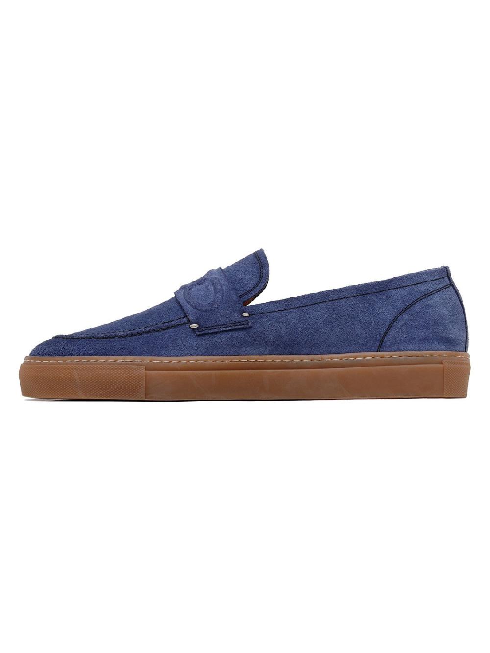 Silvano Sassetti Mocassini St. Tropez in camoscio blu Italy