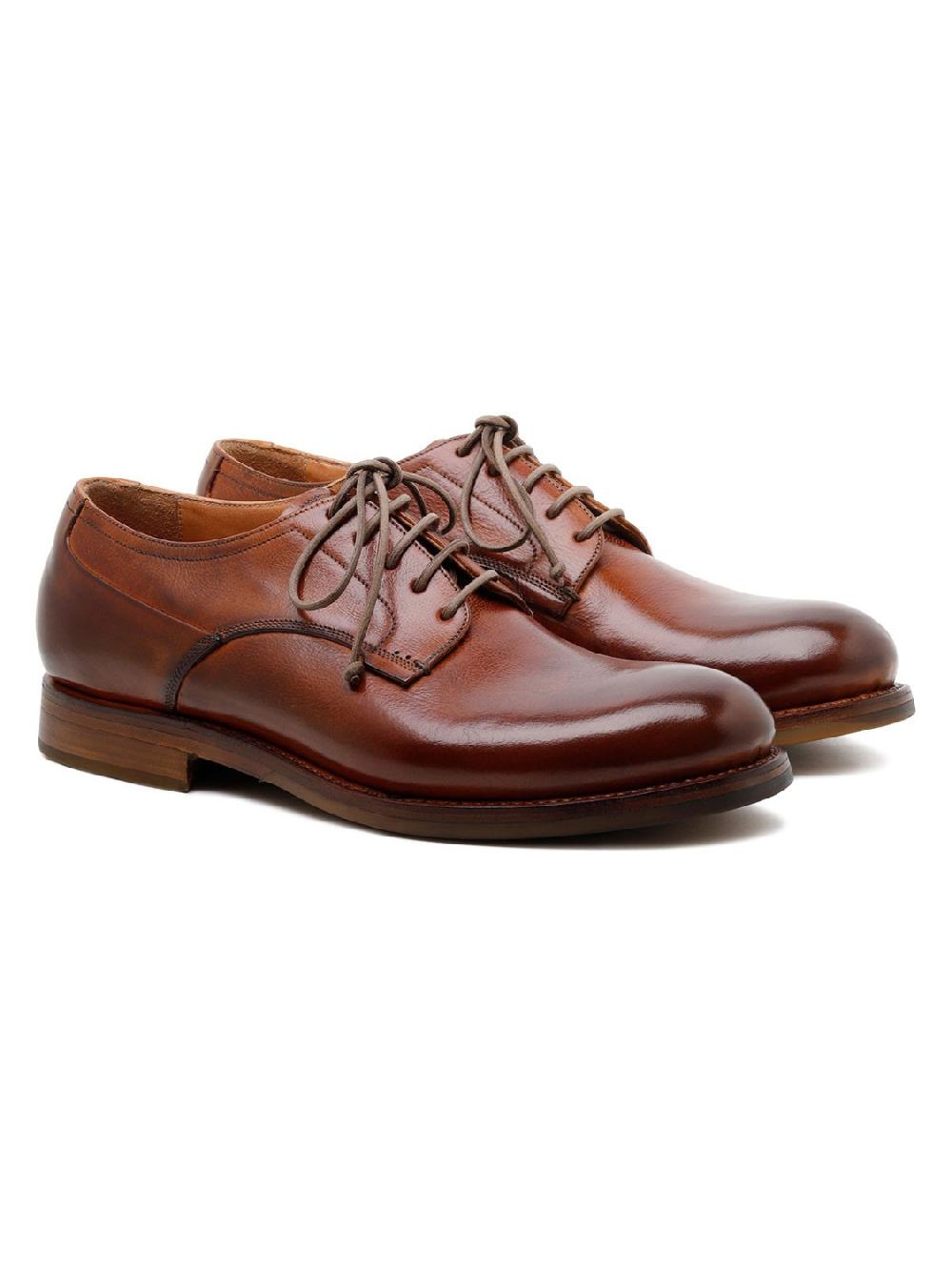 Silvano Sassetti Scarpe Derby Zurigo in pelle color brandy In Linea