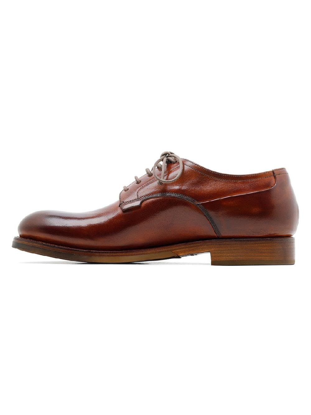 Silvano Sassetti Scarpe Derby Zurigo in pelle color brandy In Linea