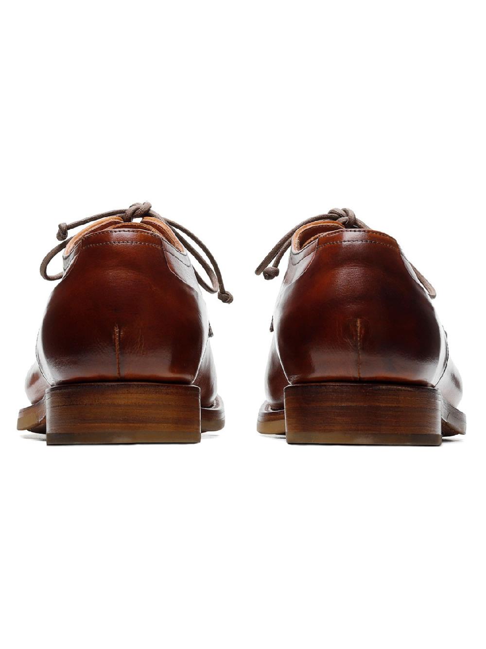 Silvano Sassetti Scarpe Derby Zurigo in pelle color brandy In Linea