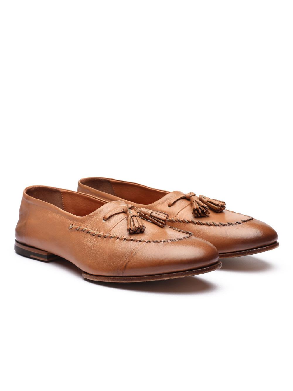 Silvano Sassetti Mocassini in pelle color brandy Negozio