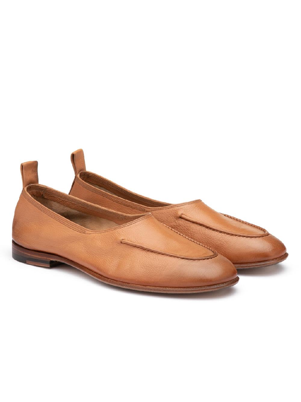 Silvano Sassetti Slippers in pelle color caramello Offerta esclusiva