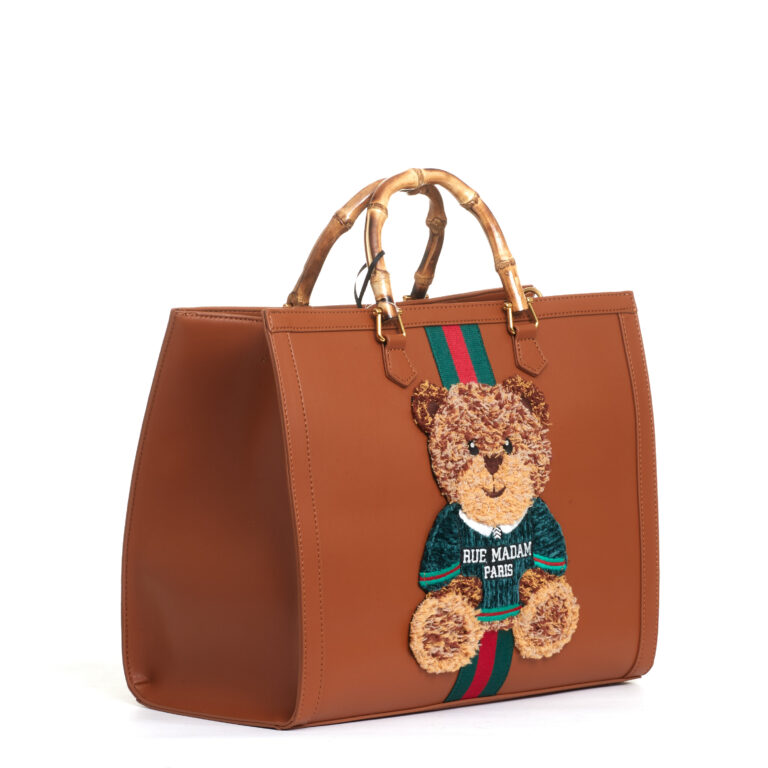 Sorelle Perego tote bag cuoio grande con Teddy e tracolla Acquista Ora