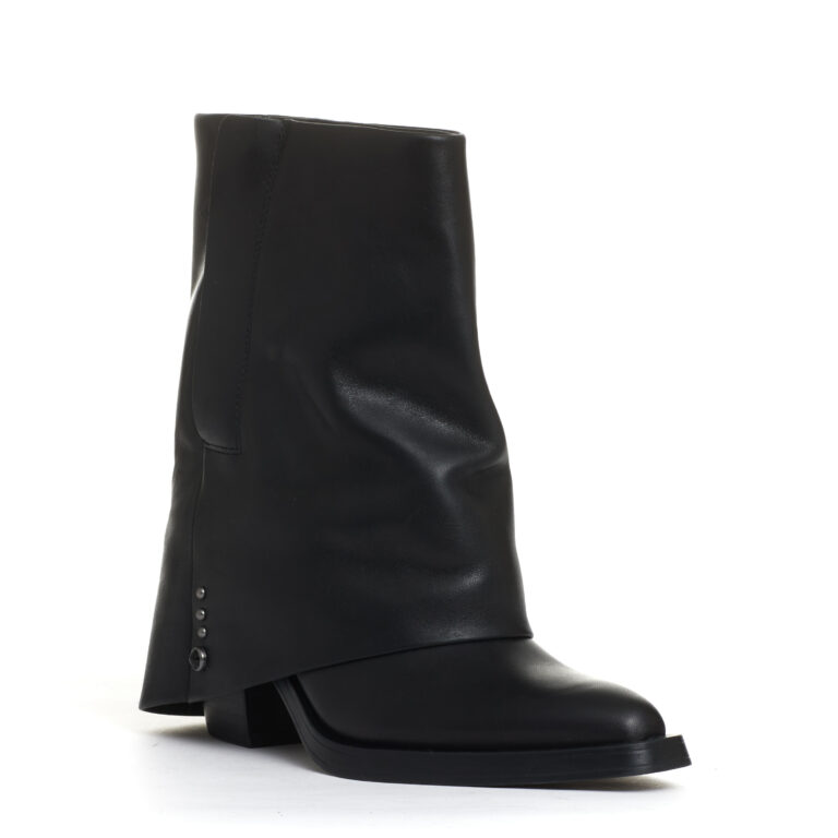 Sorelle Perego camperos con risvolto pelle nera tacco 60 mm Online