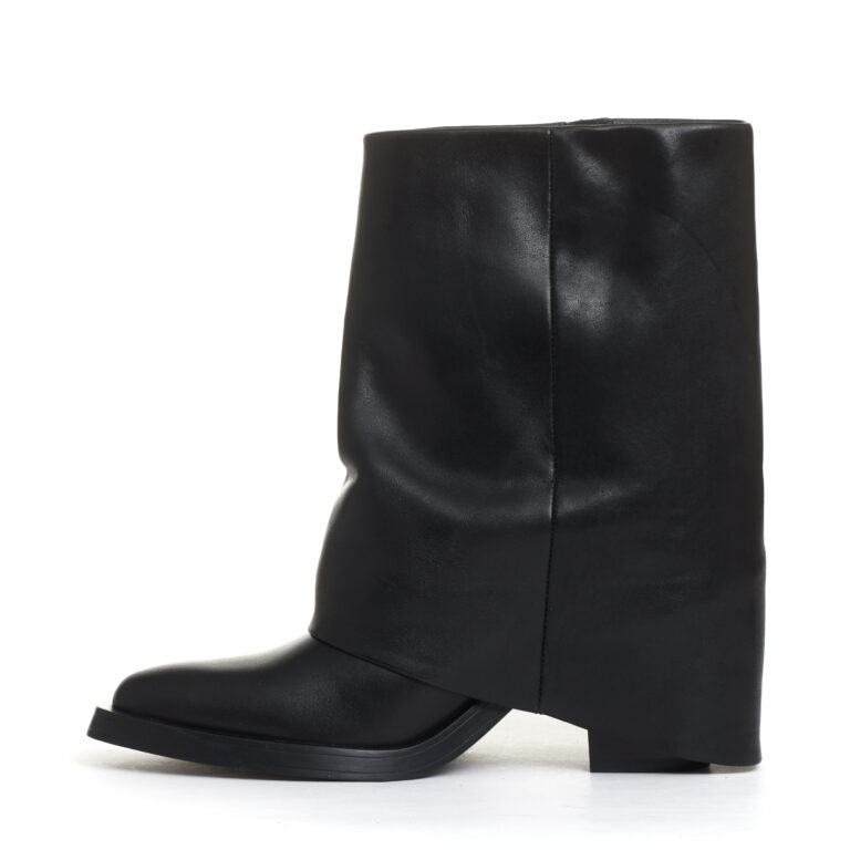 Sorelle Perego camperos con risvolto pelle nera tacco 60 mm Online