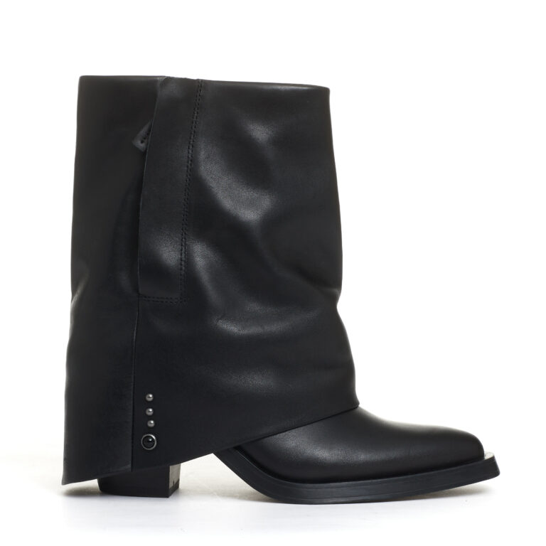 Sorelle Perego camperos con risvolto pelle nera tacco 60 mm Online