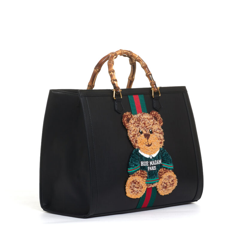 Sorelle Perego tote bag nera grande con Teddy e tracolla Outlet