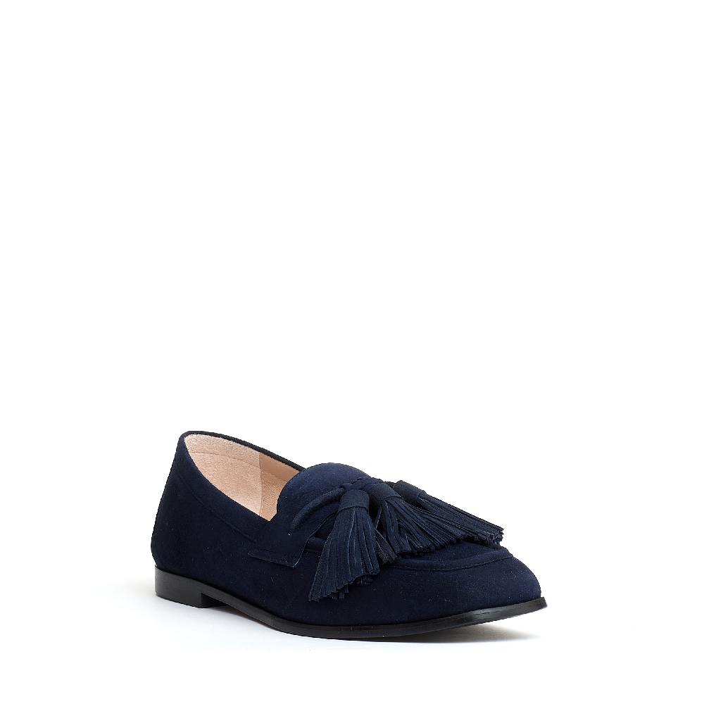 Sorelle Perego mocassino camoscio blu con fiocchetto Consegna Veloce
