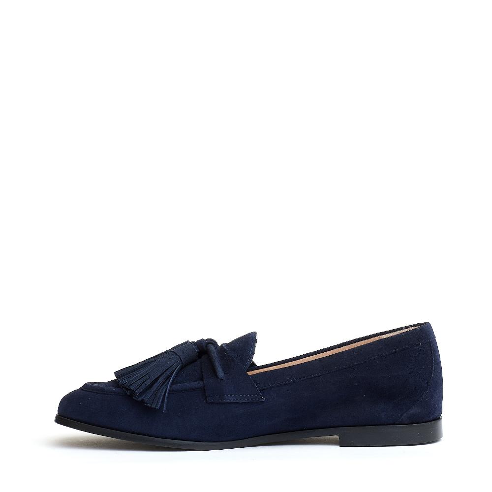 Sorelle Perego mocassino camoscio blu con fiocchetto Consegna Veloce