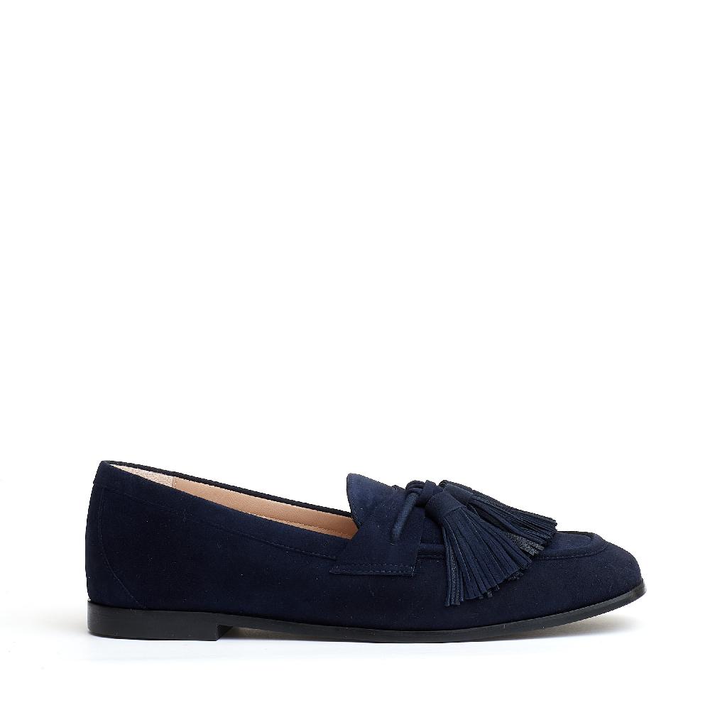 Sorelle Perego mocassino camoscio blu con fiocchetto Consegna Veloce