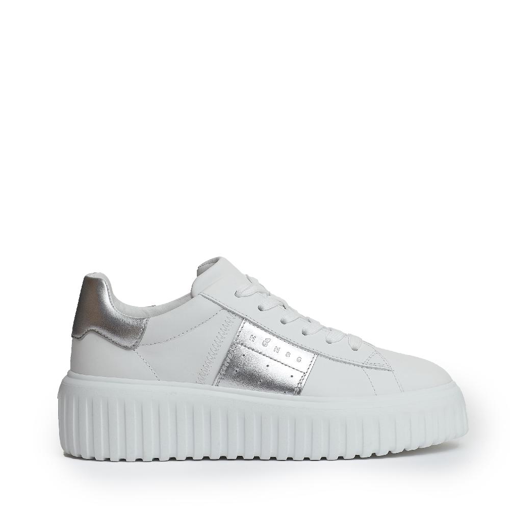 Sorelle Perego h stripes pelle bianco argento