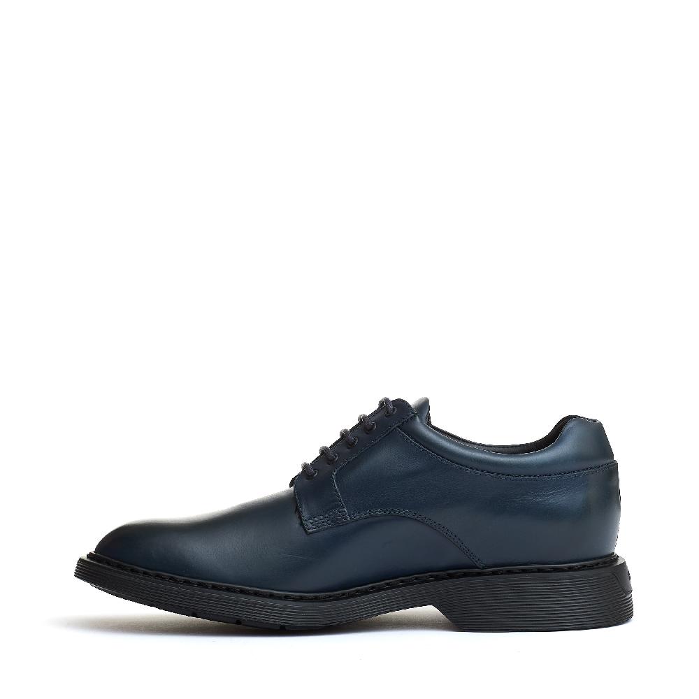 Sorelle Perego stringata pelle blu fondo millerighe Outlet