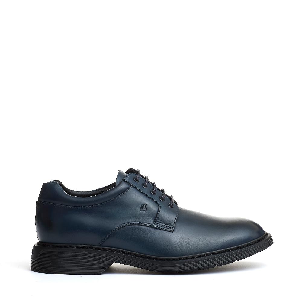Sorelle Perego stringata pelle blu fondo millerighe Outlet