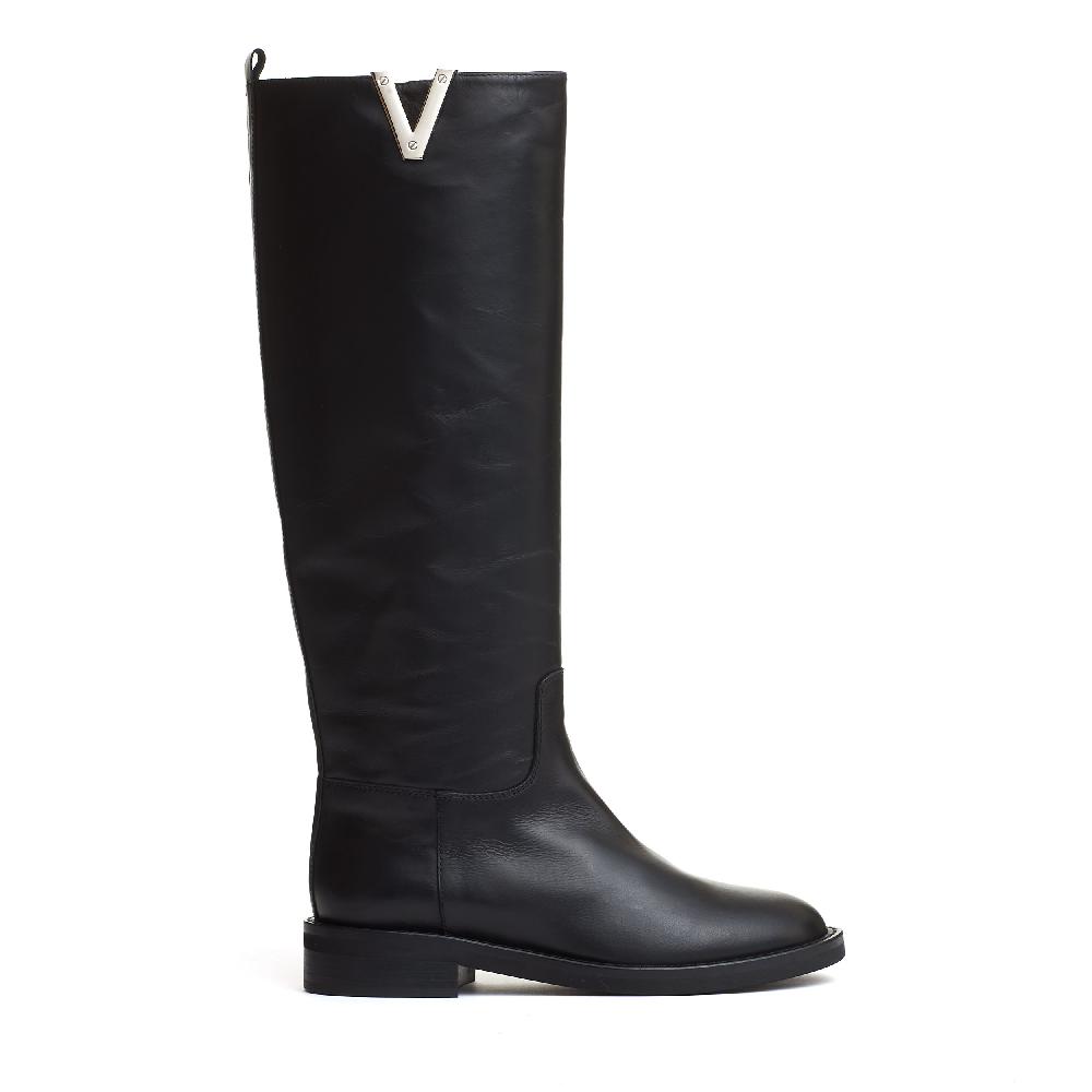 Sorelle Perego stivale pelle nera V argento Nuova