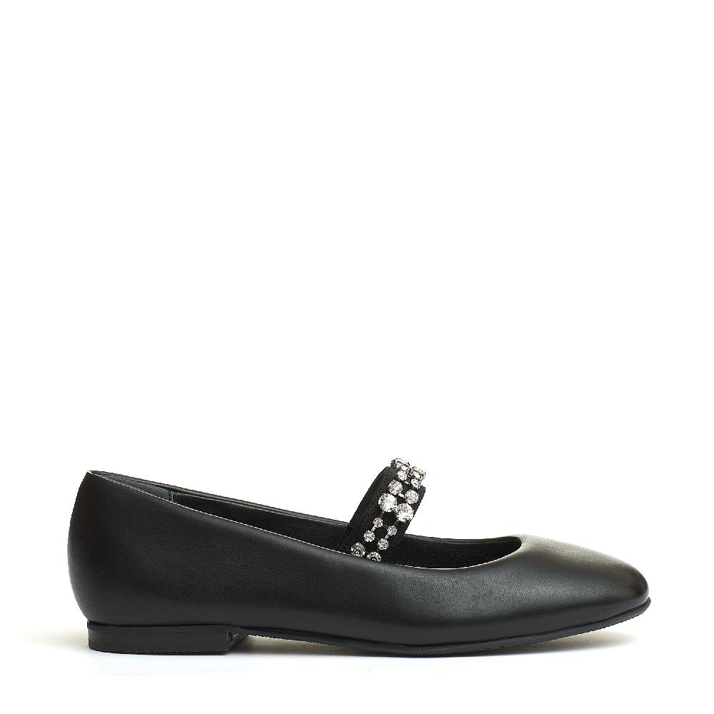 Sorelle Perego ballerina nera cinturino strass Nuovo
