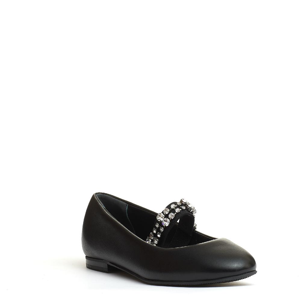 Sorelle Perego ballerina nera cinturino strass Nuovo